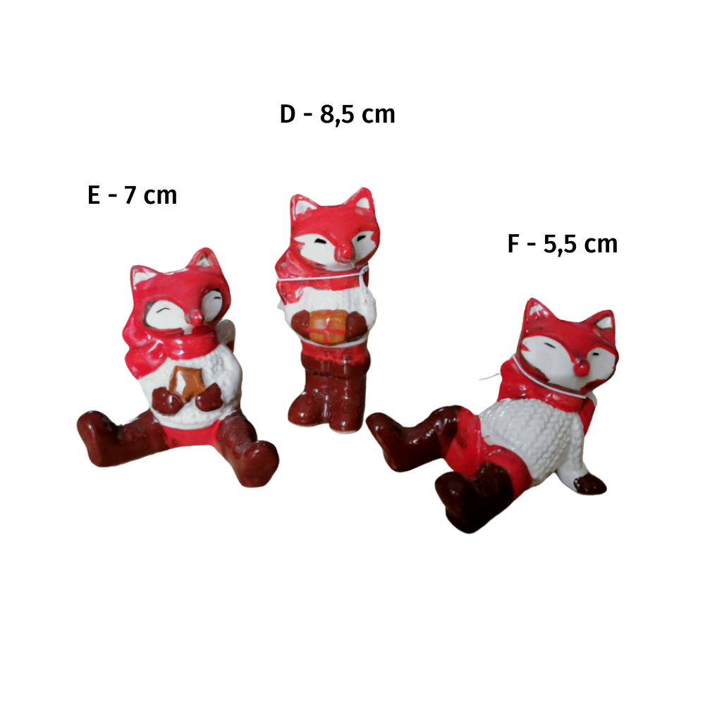 Deko Figur Weihnachts-Fuchs in braun weiß, rot